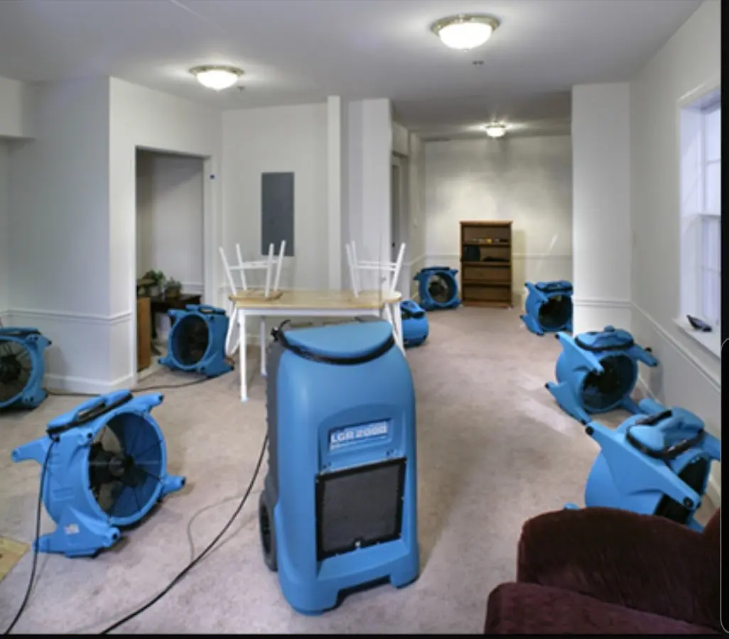 Air movers and dehumidifier setup for Water Extraction & Removal in Commerce City